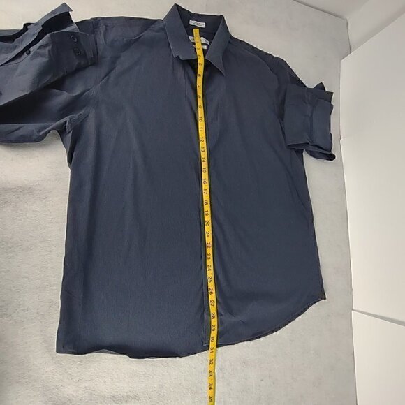 Calvin Klein Men's Non-Iron Grayish to Blue Striped Cotton Blend Dress Shirt XL - Picture 5 of 10
